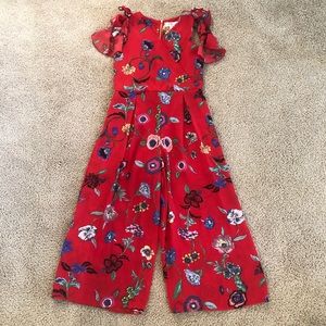 GB Girls Red Floral Jumpsuit